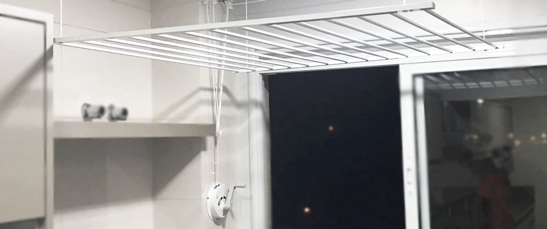 Varal tradicional com manivela