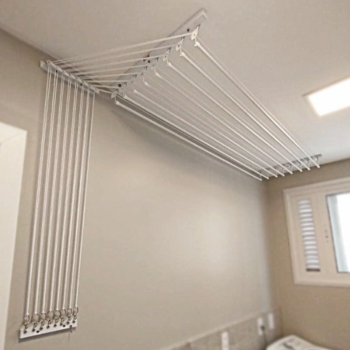 Varal Individual de Teto com Jogo de Roldanas Preto