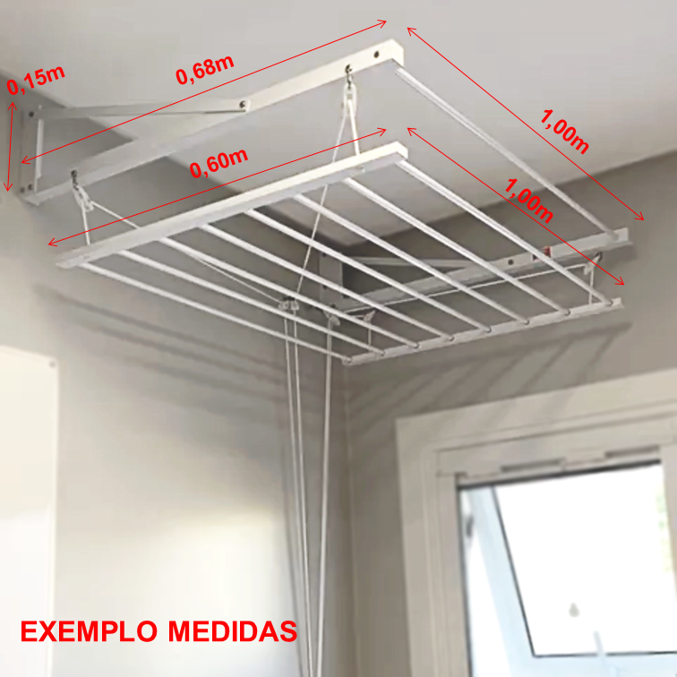 Varal Tradicional de Parede Preto