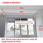 Varal Individual de Teto 6 varetas 86x49cm