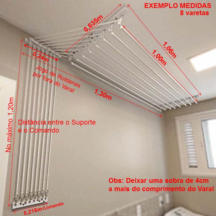 Varal Individual de Teto com Jogo de Roldanas