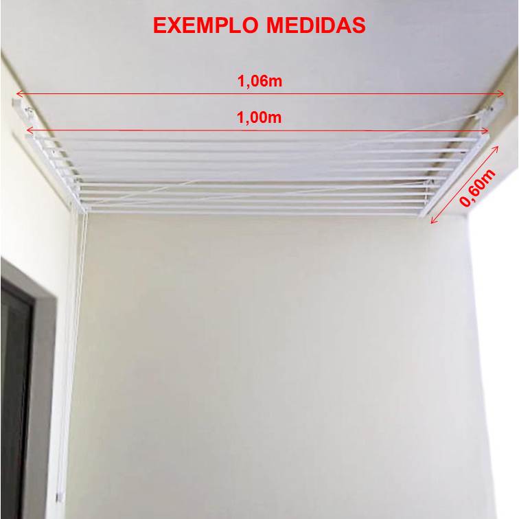 Varal Tradicional de Parede a Parede com Manivela