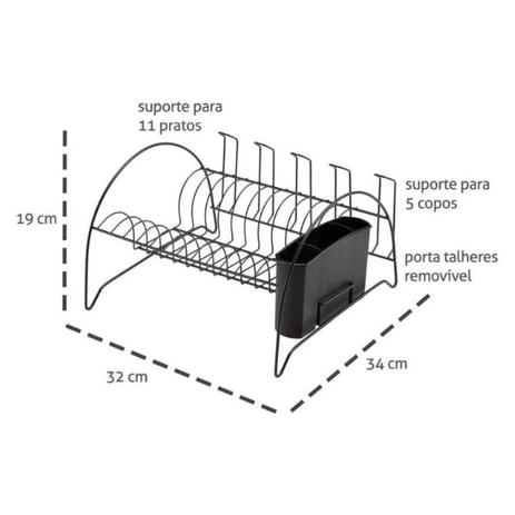Escorredor de Louça Fan com Porta Copos Dourado Fosco Arthi