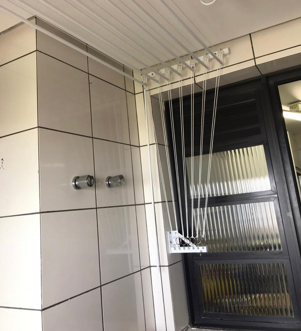 Varal Individual de Parede a Parede Comando com Suporte L