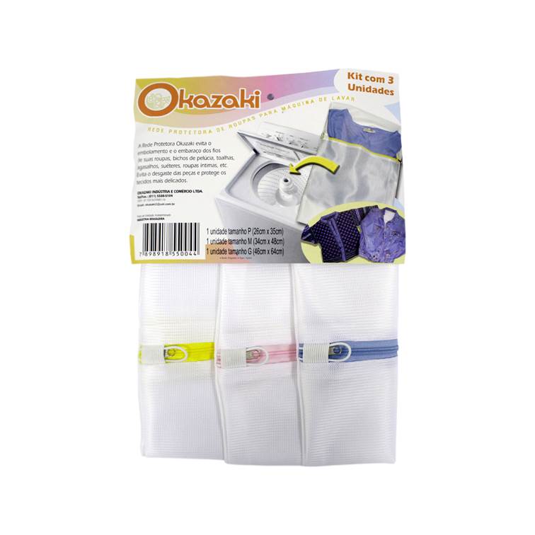 Rede Protetora de Roupas para Máquina de Lavar Kit 3 Peças Okazaki