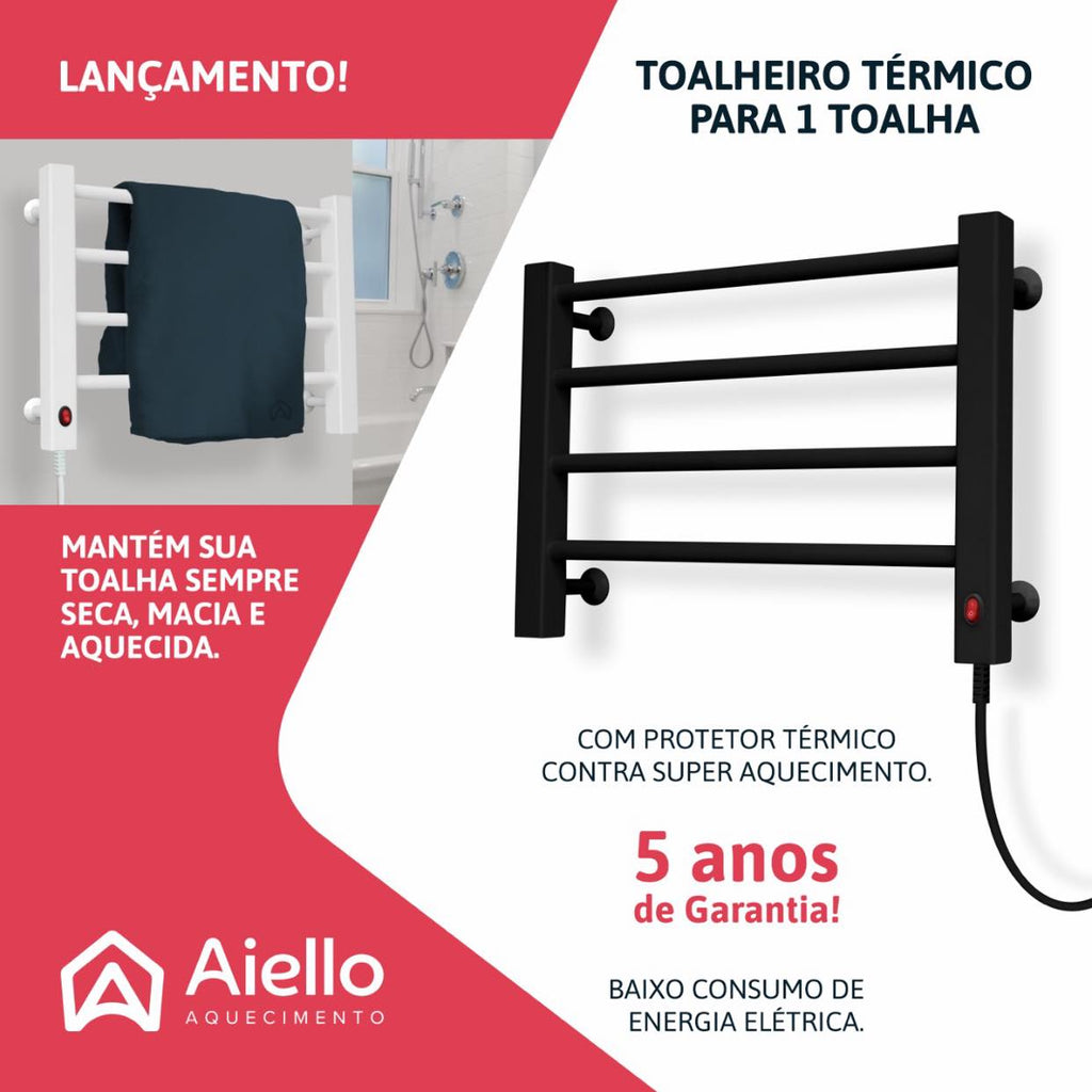 Toalheiro Térmico 1 Toalha Preto Aiello