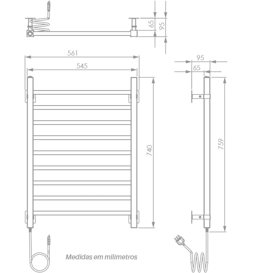 Toalheiro Térmico Dourado Claro com Suporte Seccare