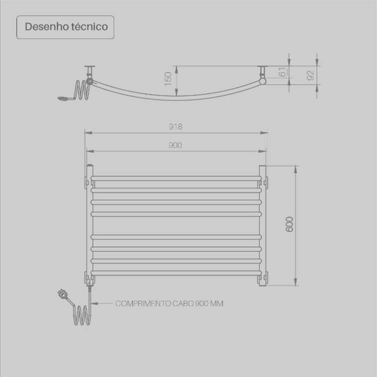 Toalheiro Térmico Famiglia Curvo Inox Seccare