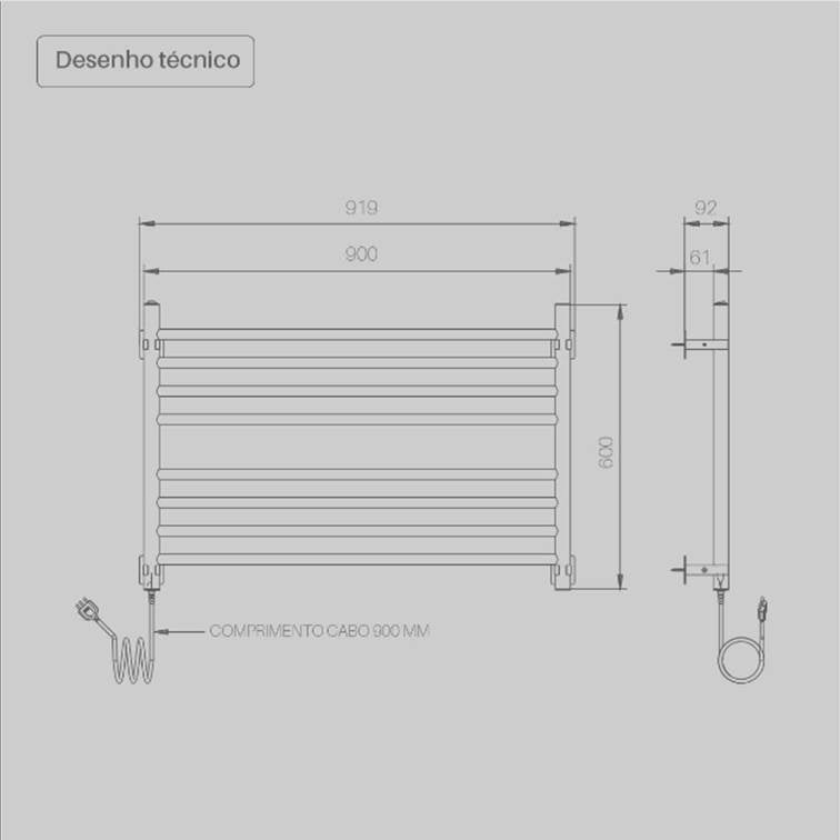 Toalheiro Térmico Famiglia Reto Inox Seccare