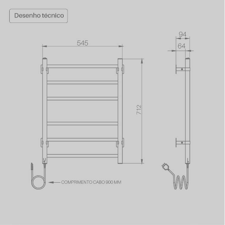 Toalheiro Térmico Piazza Preto Seccare