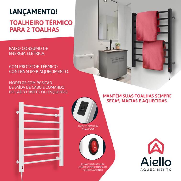 Toalheiro Térmico 1 Toalha Preto Aiello