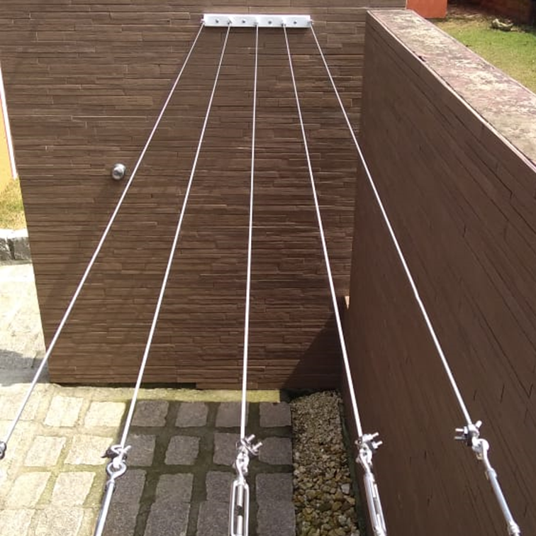 Varal Artesanal de Muro Parede a Parede Fixo de Inox