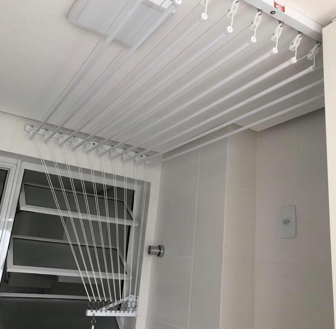 Varal Individual de Teto e Parede Comando com Suporte L