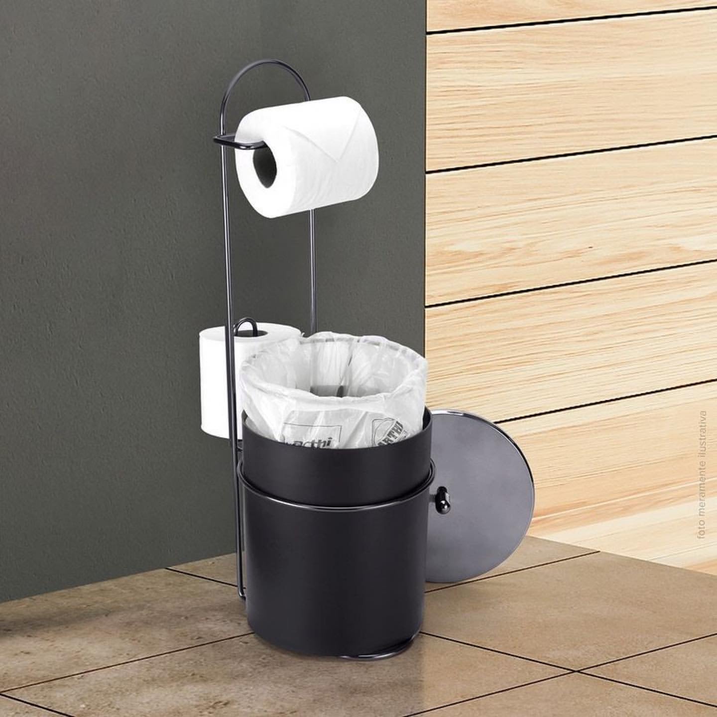 Suporte de Chão para Papel Higiênico com Lixeira Premium Arthi