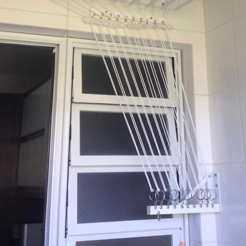 Varal Individual de Parede com Jogo de Roldanas e Comando com Suporte L