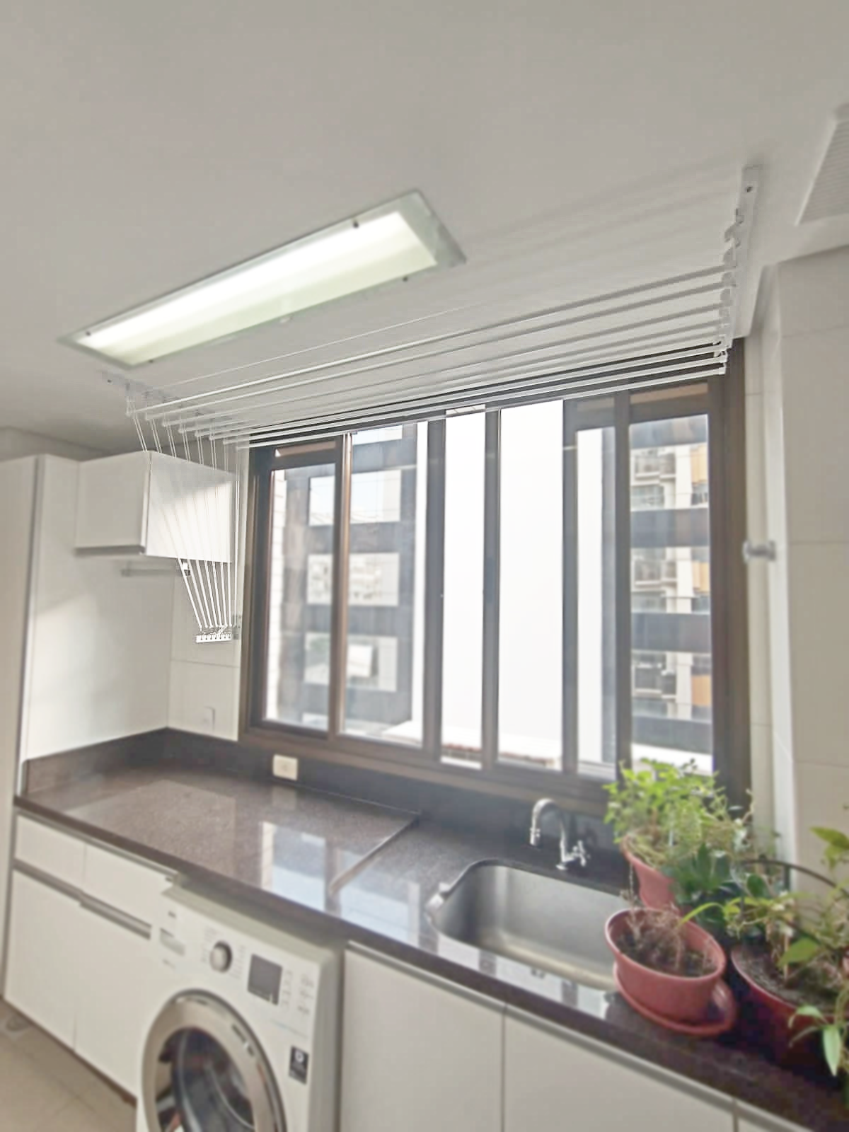 Varal Individual de Teto Comando com Suporte L